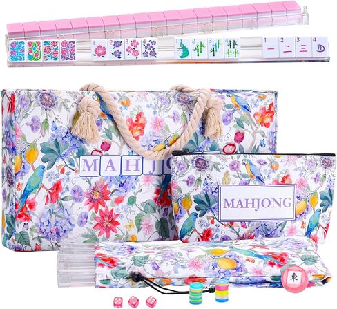 American Mahjong Set(4-Layer, Green), 160 Acrylic Engraved Tiles with Mahjong Tile Bag and Accessories, Mahjong Tile Set for Beginners in Kuwait