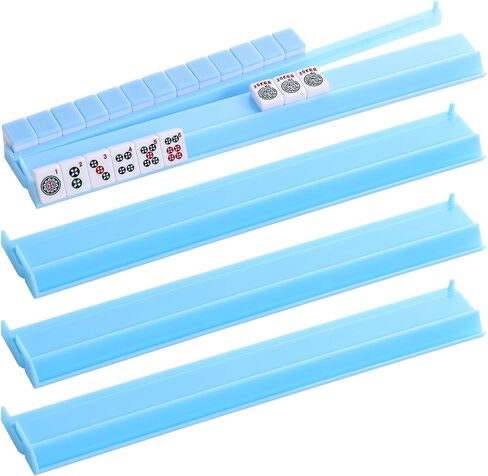 TIASUSAN Mahjong Racks with Pushers(4 PCS, Dark Blue) for 166 American Mahjong Tiles, Mahjong All-in-one Tile Rack with Pusher Combo in Kuwait
