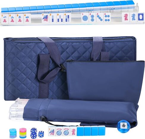 American Mahjong Set, 166 Pink Tiles with Cream Bag, Accessories, 4 Mahjong Racks, Mahjong Tile Set for Beginner in Kuwait