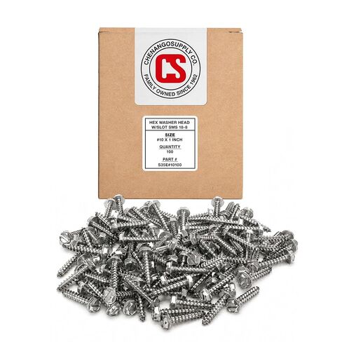 #10 X 1-1/2 Stainless Steel Hex Washer Head w/Slot Sheetmetal Screw (1/2" to 1-1/2" in Listing) 100 pcs Sheet Metal Screws (#10x1-1/2 Inch) in Kuwait