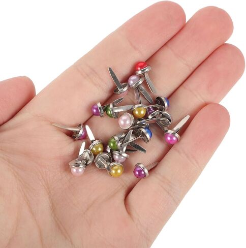 DIYEAH Pearl Mini Brads Mini Round Brads for Paper Crafts Scrapbooking Card Making Stamping DIY Projects Fasteners for Holding Photos Ribbons and Embellishments in Kuwait