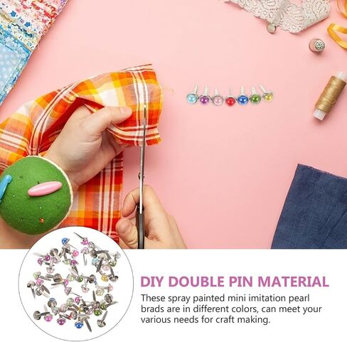 DIYEAH Pearl Mini Brads Mini Round Brads for Paper Crafts Scrapbooking Card Making Stamping DIY Projects Fasteners for Holding Photos Ribbons and Embellishments in Kuwait