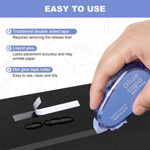 500 ft (167 yds) Extra-Long Refillable Glue Tape Set, 0.31 in Wide, 2 Preloaded Dispensers + 8 Extra Refills, Photo-Safe Acid-Free Scrapbook Tape for Scrapbooking, Crafts, Home & School in Kuwait