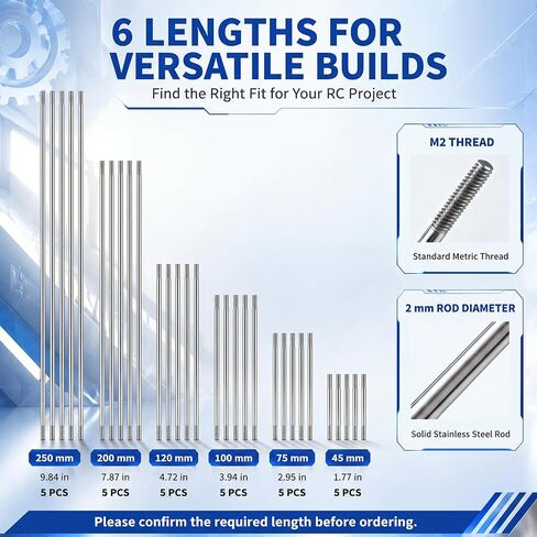 Hicarer 30 Pcs M2 Pushrod Connector Set 304 Stainless Steel, 6 Lengths in Kuwait