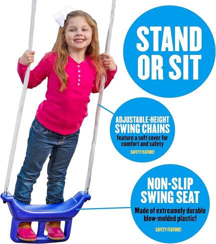 Free N Swing - 7 User / 5 Station Swing Set, Outdoor for Kids with 5' Slide. Easy Assembly Playground Set with Galvanized Metal Frame for Backyards, 168" L x 91" W x 74" H, by XDP Recreation in Kuwait