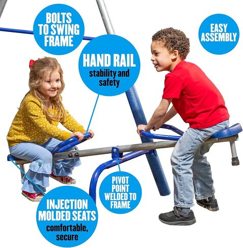 Free N Swing - 7 User / 5 Station Swing Set, Outdoor for Kids with 5' Slide. Easy Assembly Playground Set with Galvanized Metal Frame for Backyards, 168" L x 91" W x 74" H, by XDP Recreation in Kuwait