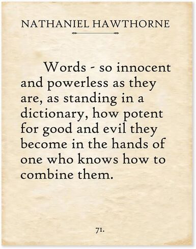 Nathaniel Hawthorne - Words - Inspirational Literary Quote Poster, Wall Art for Home School and Library Decor, Great Gift for Writers and Literature Lovers, 11x14 Unframed Typography Book Page Print in Saudi Arabia