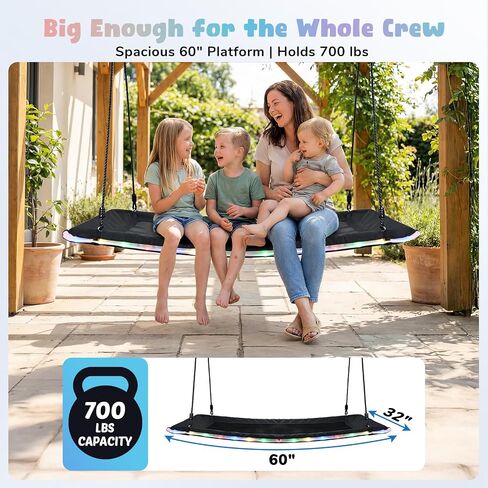 Trekassy 60" Skycurve Platform Tree Swing with LED Light for Kids & Adults in Kuwait