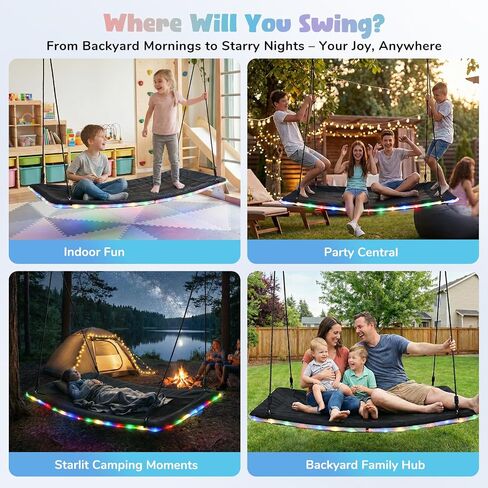 Trekassy 60" Skycurve Platform Tree Swing with LED Light for Kids & Adults in Kuwait