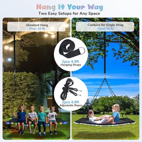 Trekassy 60" Skycurve Platform Tree Swing with LED Light for Kids & Adults in Kuwait