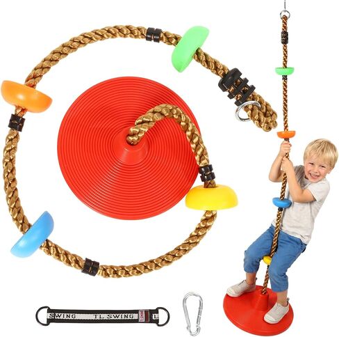 Tree Swing for Kids Climbing Rope Swing with Platforms and Disc Red in Kuwait