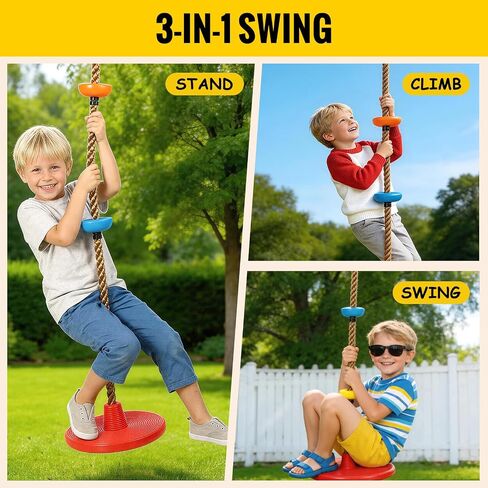 Tree Swing for Kids Climbing Rope Swing with Platforms and Disc Red in Kuwait