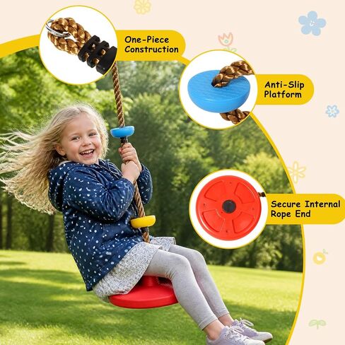 Tree Swing for Kids Climbing Rope Swing with Platforms and Disc Red in Kuwait