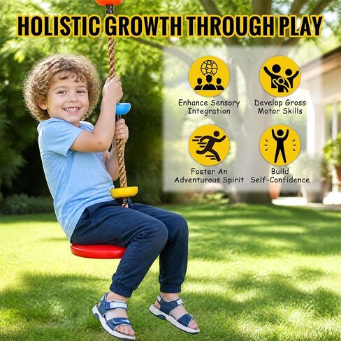 Tree Swing for Kids Climbing Rope Swing with Platforms and Disc Red in Kuwait