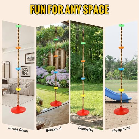 Tree Swing for Kids Climbing Rope Swing with Platforms and Disc Red in Kuwait