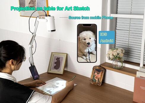 Art Projector for Tracing Drawing Painting,Wireless Projection for Desktop Wall Canva Drawing, Only Compatible with Iphone Ipad Airplay, USB&HDMI input, Arts&Crafts tracing Tool for Kids and Beginners in Saudi Arabia