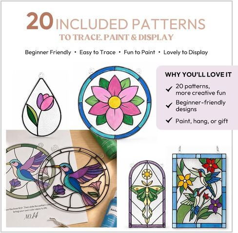 71Pcs Stained Glass Paint Kit for Adults Paint Your Own Window Ornaments in Kuwait
