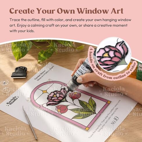 71Pcs Stained Glass Paint Kit for Adults Paint Your Own Window Ornaments in Kuwait