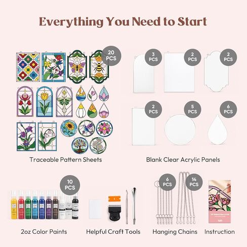 71Pcs Stained Glass Paint Kit for Adults Paint Your Own Window Ornaments in Kuwait
