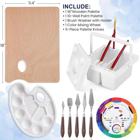 196Pcs Deluxe Artist Painting Set with French Easel, 48 Colors Acrylic & Oil Paints, 24 Colors Watercolor Paints, Art Paint Supplies for Artists, Beginner & Adults in Kuwait