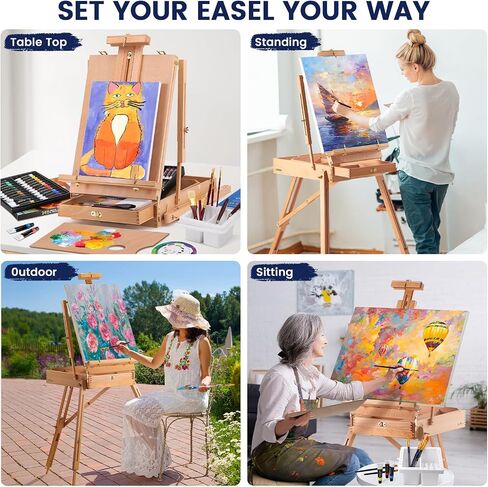 196Pcs Deluxe Artist Painting Set with French Easel, 48 Colors Acrylic & Oil Paints, 24 Colors Watercolor Paints, Art Paint Supplies for Artists, Beginner & Adults in Kuwait