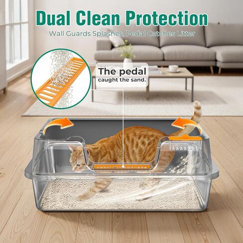 OROLEY 2PACK Stainless Steel Litter Box with High Sides Lid, Extra Large XXXL Litter Box for Big Cats, Metal Kitty Litter Boxes with Anti-Leakage Enclosure,Non-Stick in Kuwait