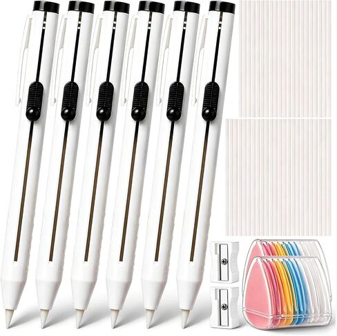 39Pcs Chalk Pencil Refillable Cartridge Set Including 3Pcs Sewing Fabric Pen and 25Pcs Refill Tailors Pencil, 1Pc Pencil Sharpener, 10Pcs Triangle Tailors Chalk for Sewing Supplies Accessories in Kuwait