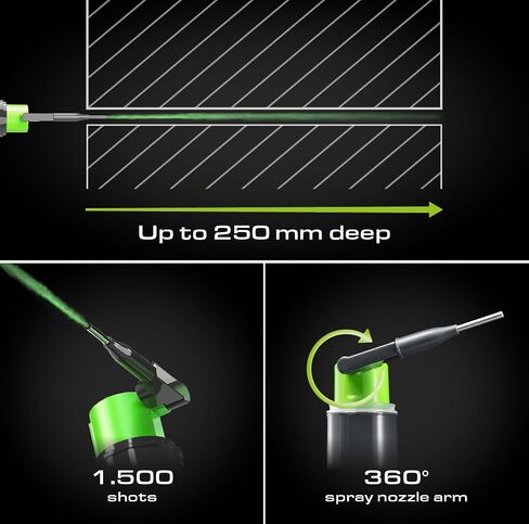 Pica Powder® Deep Hole Spray Marker PICA2020. Holes from 3mm & Marks Through Upto 25cm. High-Vis Green Chalk. Refills for Long-Term use-1500 Shots lifespan. 1 Handed Spray Action. 360° Spray Nozzle. in Kuwait