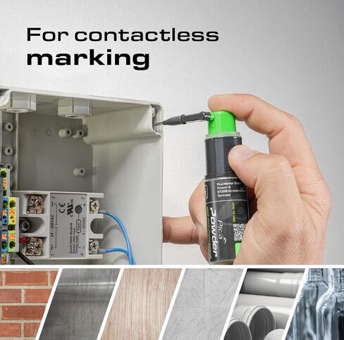 Pica Powder® Deep Hole Spray Marker PICA2020. Holes from 3mm & Marks Through Upto 25cm. High-Vis Green Chalk. Refills for Long-Term use-1500 Shots lifespan. 1 Handed Spray Action. 360° Spray Nozzle. in Kuwait