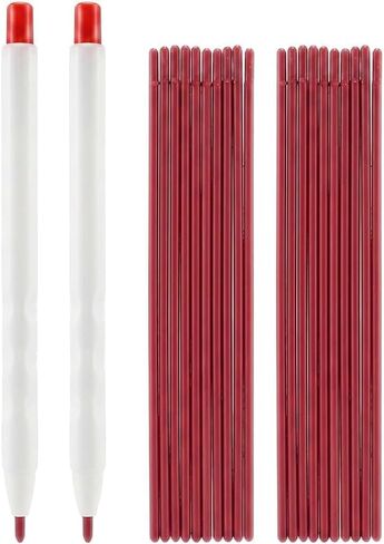 2Pcs Tailor Chalk,Heat Erasable Fabric Marker,Fabric Chalk,Clothing Cutting Pen,Suitable For Cotton,Leather,Felt,Suede and Synthetic Fibers (White,20Pcs Replacement Pen Refills) in Kuwait