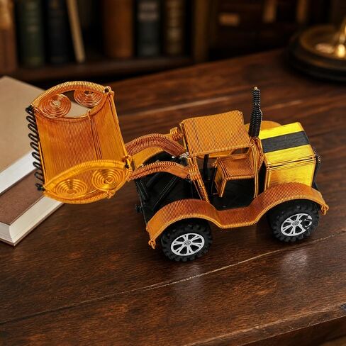 Wire-Crafted Wheel Loader with Rotating Wheels Shiny Finish Anodized Aluminum Wire Loader Toy Collectible for Shelf in Saudi Arabia