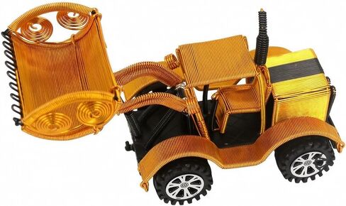 Wire-Crafted Wheel Loader with Rotating Wheels Shiny Finish Anodized Aluminum Wire Loader Toy Collectible for Kids in Kuwait