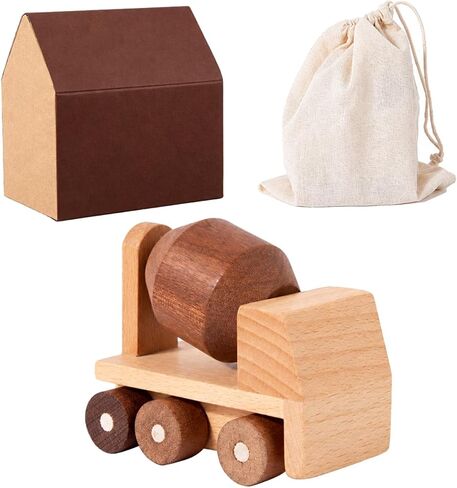Inertia Solid Wood Construction Vehicle Toy with and Movable Parts Motor Skills Development Suitable Adventures, Cement Mixer in Kuwait