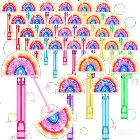 24 Pcs Rainbow Shaker Bubble Wands, Party Favors, Goodie Bag Fillers in Kuwait