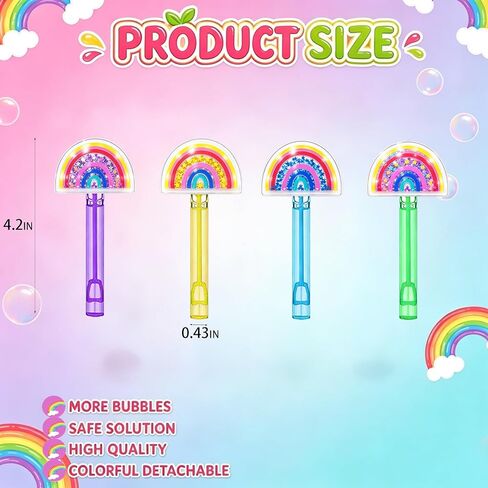 24 Pcs Rainbow Shaker Bubble Wands, Party Favors, Goodie Bag Fillers in Kuwait