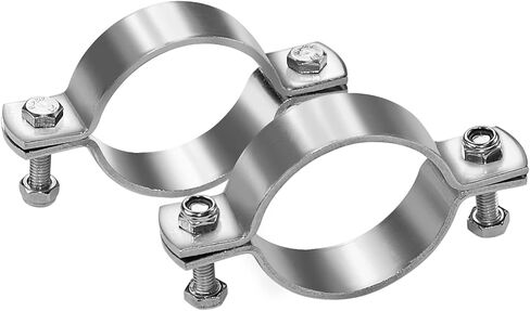 AKIHISA 2 Pcs 4 Inch Heavy Duty Rigid Handleless Flat Pipe Bracket Clamp 304 Stainless Steel Split Ring Hanger ID 101.6mm in Kuwait