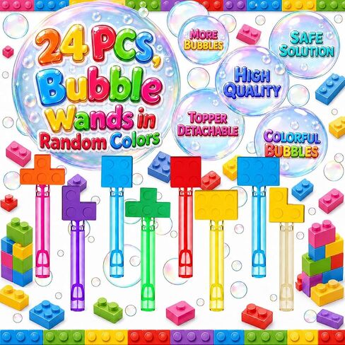 24Pcs Building Block Bubble Wands, 8 Topper Styles, Party Favors in Kuwait