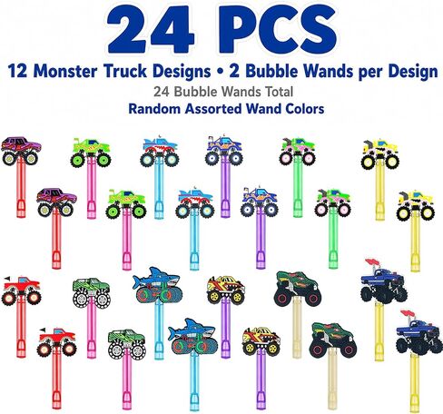 24 Pcs Monster Truck Bubble Wands, Racing Party Favor Bag Fillers in Kuwait