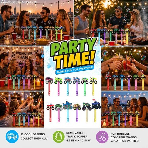 24 Pcs Monster Truck Bubble Wands, Racing Party Favor Bag Fillers in Kuwait