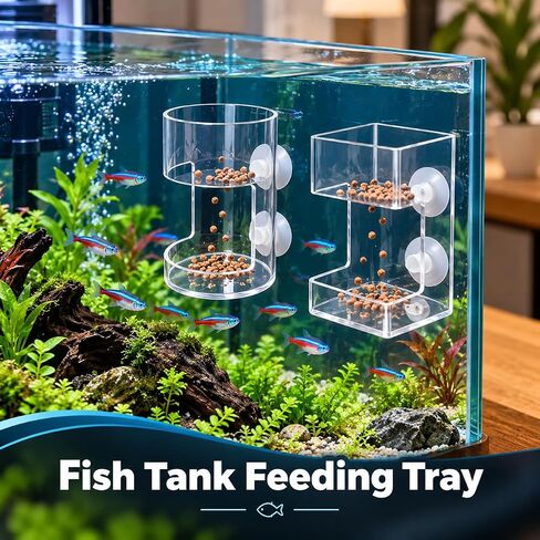 2 Pack Fish Tank Feeding Tray with Suction Cup, Vacation Fish Feeder in Kuwait