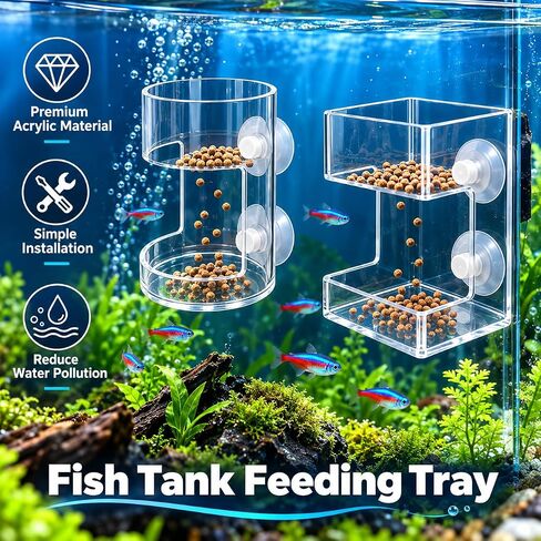 2 Pack Fish Tank Feeding Tray with Suction Cup, Vacation Fish Feeder in Kuwait