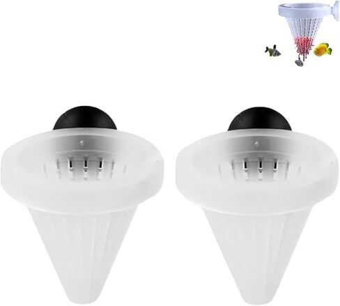 2Pcs White Cone Fish Feeder Cups with Suction for Aquarium Tanks in Kuwait