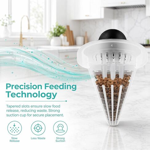 2Pcs White Cone Fish Feeder Cups with Suction for Aquarium Tanks in Kuwait