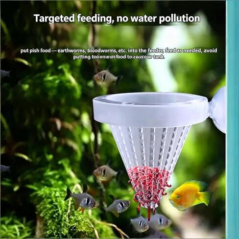 2Pcs White Cone Fish Feeder Cups with Suction for Aquarium Tanks in Kuwait