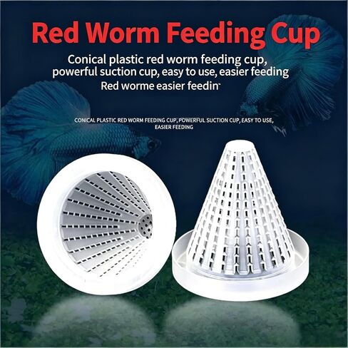 2Pcs White Cone Fish Feeder Cups with Suction for Aquarium Tanks in Kuwait