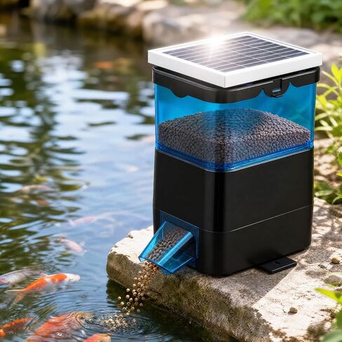 NEWTRY Automatic Pond Fish Feeder, 2.8L Solar Powered Programmable Timer in Kuwait