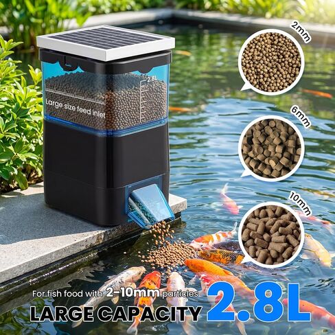 NEWTRY Automatic Pond Fish Feeder, 2.8L Solar Powered Programmable Timer in Kuwait