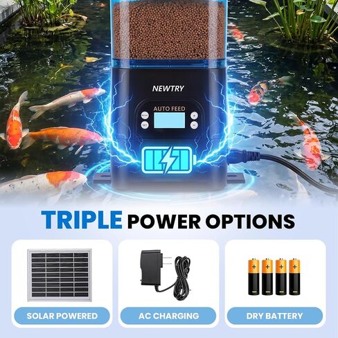NEWTRY Automatic Pond Fish Feeder, 2.8L Solar Powered Programmable Timer in Kuwait