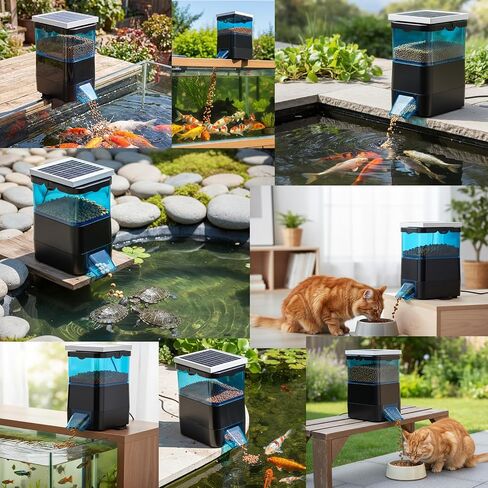 NEWTRY Automatic Pond Fish Feeder, 2.8L Solar Powered Programmable Timer in Kuwait