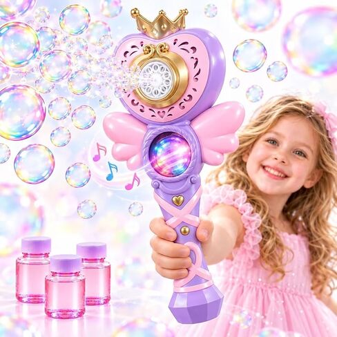 Bubble Wand for Kids, Princess Light Up Bubble Machine Toys Girl Gifts 3+ in Kuwait